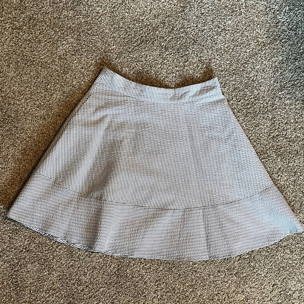 Blue and white striped skirt